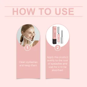Infografik mit Schritt-für-Schritt-Anleitungen zur Anwendung von HOYGI Wimpernserum