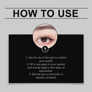 Detailed instruction showing how to use the 2-in-1 waterproof eyeliner pen for eye makeup