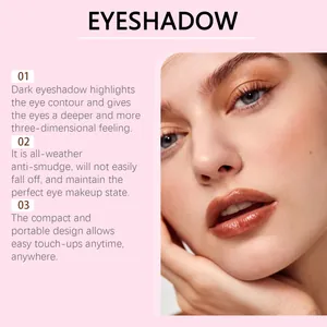 Maquillage fard à paupières orange-brun mat avec caractéristiques détaillées du produit