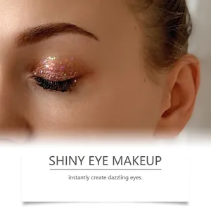 Detailed close-up showing the shimmering pink and purple glitter liquid eyeshadow effect
