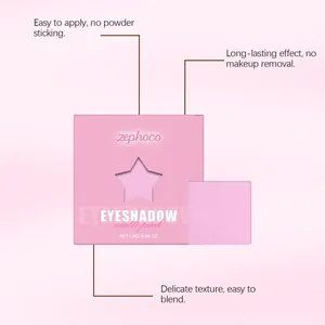 Close-up of Zephoco matte pink eyeshadow showing its delicate powder texture