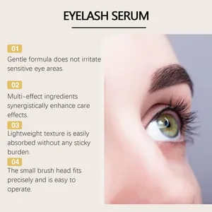 OUHOE eyelash growth serum benefits detail showing natural long lashes and gentle formula