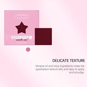 Close-up of Zephoco matte red eyeshadow texture with mineral oil and mica ingredients