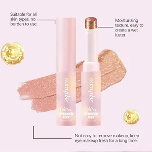 Detailed view of ZEPHOCO glitter eyeshadow stick showing its creamy shimmering texture