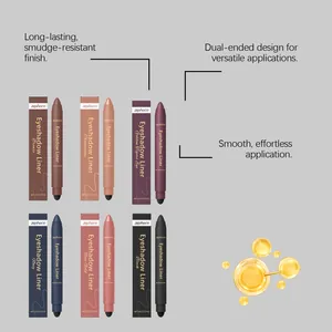 Macro view of six shades of long-lasting dual-ended waterproof eyeshadow liner sticks
