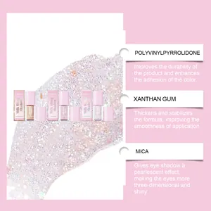 Detailed ingredients list for Zephoco liquid glitter eyeshadow series for professional makeup.