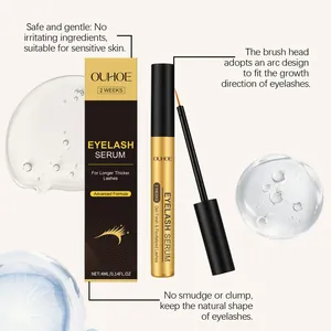 Detail of OUHOE eyelash serum brush head and its gentle natural formula benefits
