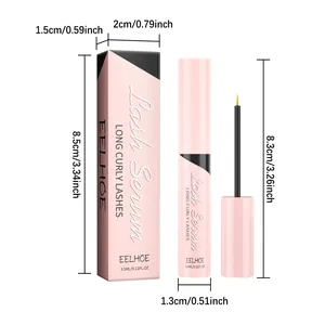 Dimensions of EELHOE lash serum bottle and packaging box for long curly lashes