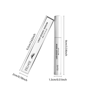Detailed lash boost serum dimensions showing tube and box measurements in cm and inches