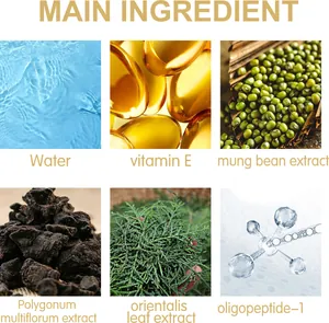 Detaillierte Infografik der natürlichen Inhaltsstoffe von Wimpernserum mit Vitamin E und Peptiden