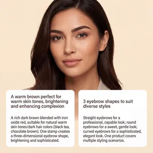 Professional eyebrow stamp results showing various dark brown shades and styling shapes