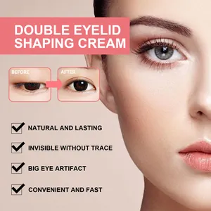 Primer plano del efecto natural de la crema invisible moldeadora de párpados dobles