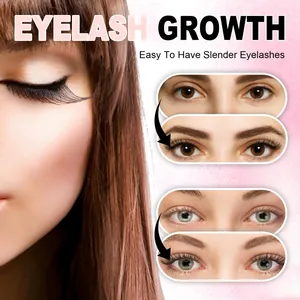 Close-up comparison of eyelash growth serum results with before and after eye shots