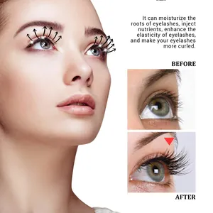 Before and after comparison of eyelash serum for longer thicker curled lashes
