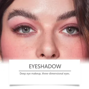 Gros plan détaillé montrant un fard à paupières rose mat avec fini texture douce