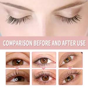 Professional before and after comparison showing eyelash growth serum results for longer lashes