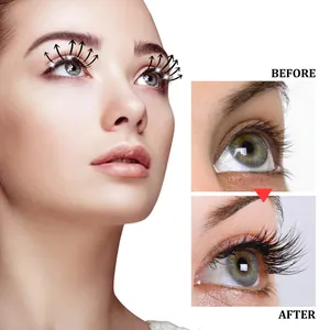 Detailed macro comparison of eyelashes before and after applying the black mascara
