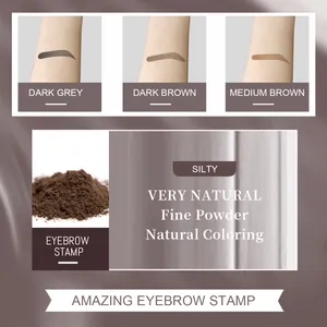 Kit de sello para cejas con tres tonos naturales para maquillaje en polvo fino