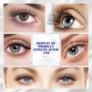 Detailansicht mit dichten, langen und geschwungenen Wimpern nach der Serumnutzung.