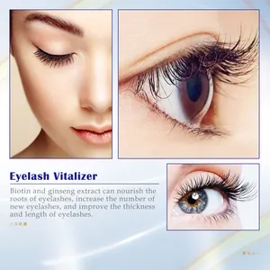 Makroansicht langer, dichter Wimpern durch das Biotin und Ginseng Wimpern-Serum