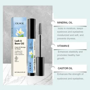 Detailed view of OUHOE Lash and Brow Oil with key ingredients for healthy hair growth