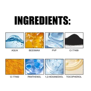Macro detail of waterproof mascara ingredients including beeswax and tocopherol