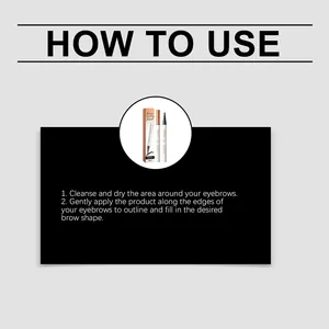 Instructional guide showing how to use zephoco waterproof liquid eyebrow pencil.