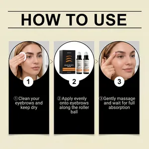 Visual guide on how to use Rosemary brow growth serum for fuller and thicker eyebrows