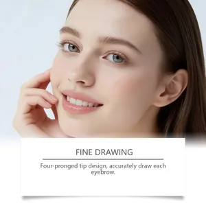 Detailed view of natural microblading effect using a four-pronged liquid eyebrow pen