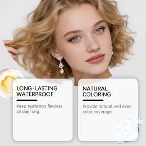 Detailed view of natural dark brown eyebrow makeup showing waterproof and long-lasting effects