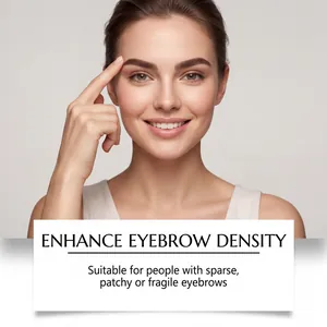 Close-up of a smiling woman showing dense, well-defined eyebrows after care.