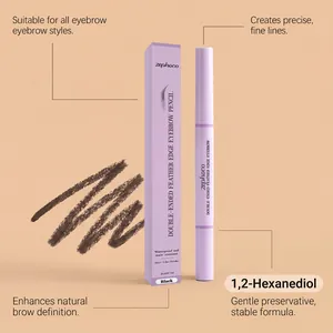 Close-up of Zephoco double-ended eyebrow pencil with black hair-like stroke texture.