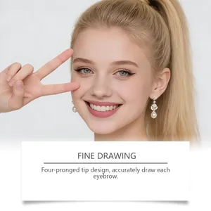 Detail of natural eyebrow effect achieved with a four-pronged dark brown eyebrow pen.