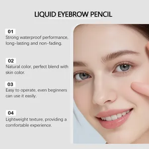 Detailed view of waterproof liquid eyebrow pencil effect on light brown eyebrows