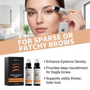 Model applying Zephoco rosemary eyebrow growth serum with a roller for fuller brows