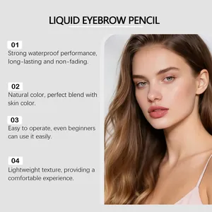 Long-lasting dark brown waterproof liquid eyebrow pencil for natural hair-like strokes