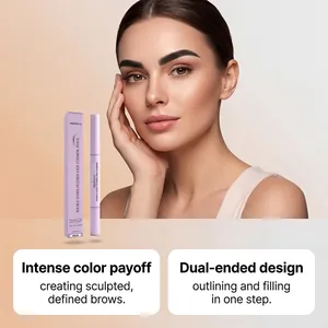 Detail view of zephoco dual-ended black eyebrow pencil with a model application