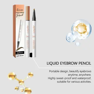 Macro detail of zephoco 4-claws liquid eyebrow pencil in light brown waterproof formula