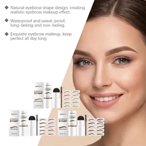 Kit de sello para cejas Zephoco con tres tonos, plantillas y pincel aplicador