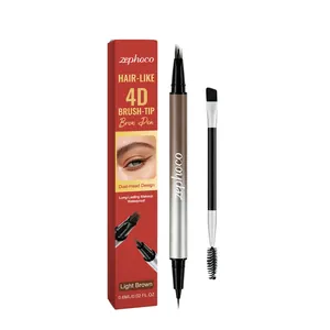 Zephoco dual-head 4D brush-tip waterproof brow pen in light brown with packaging