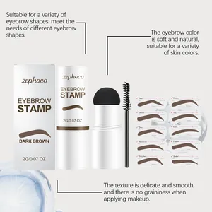 Dettagli del kit timbro per sopracciglia Zephoco marrone scuro con applicatore