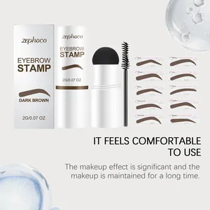 Kit timbro per sopracciglia Zephoco marrone scuro per trucco naturale con stencil