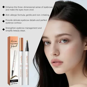 Detail view of Zephoco light brown 4-tip liquid eyebrow pencil with model makeup effect