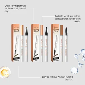 Detail view of Zephoco waterproof 4-claw liquid eyebrow pencils in three natural shades.