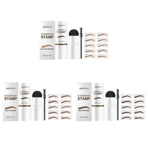 Kit de sellos para cejas Zephoco con tres tonos naturales, plantillas y cepillo profesional