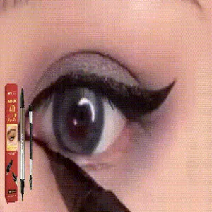 Detalle del lápiz de cejas impermeable de doble cabeza zephoco en marrón oscuro