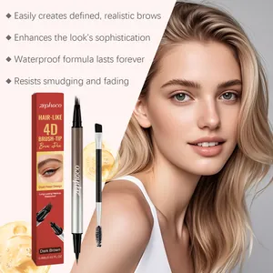 Lápiz de cejas Zephoco 4D resistente al agua marrón oscuro para cejas realistas
