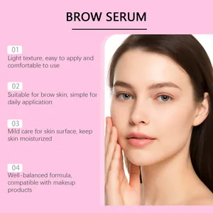 Detalles del suero para cejas que destacan su textura ligera e hidratación de la piel