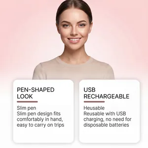 Recortador de cejas eléctrico recargable por USB con diseño delgado tipo bolígrafo.