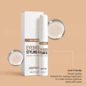 Zephoco Augenbrauen-Styling-Gel in weißer Verpackung mit transparenten Geltropfen.